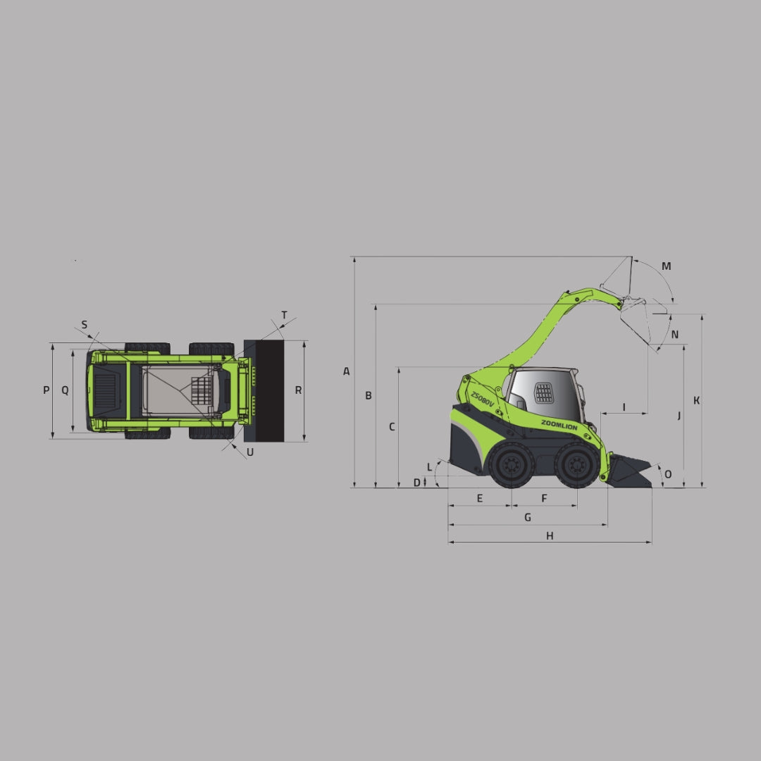 Minicargador ZOOMLION ZS080V Diésel Con Llantas De Caucho
