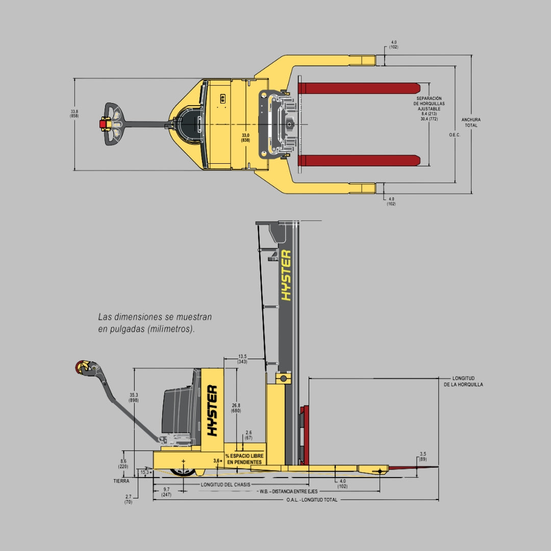 Apilador con Patas Estabilizadoras Hyster W25-30ZA2 / W40ZA Eléctrico 24V