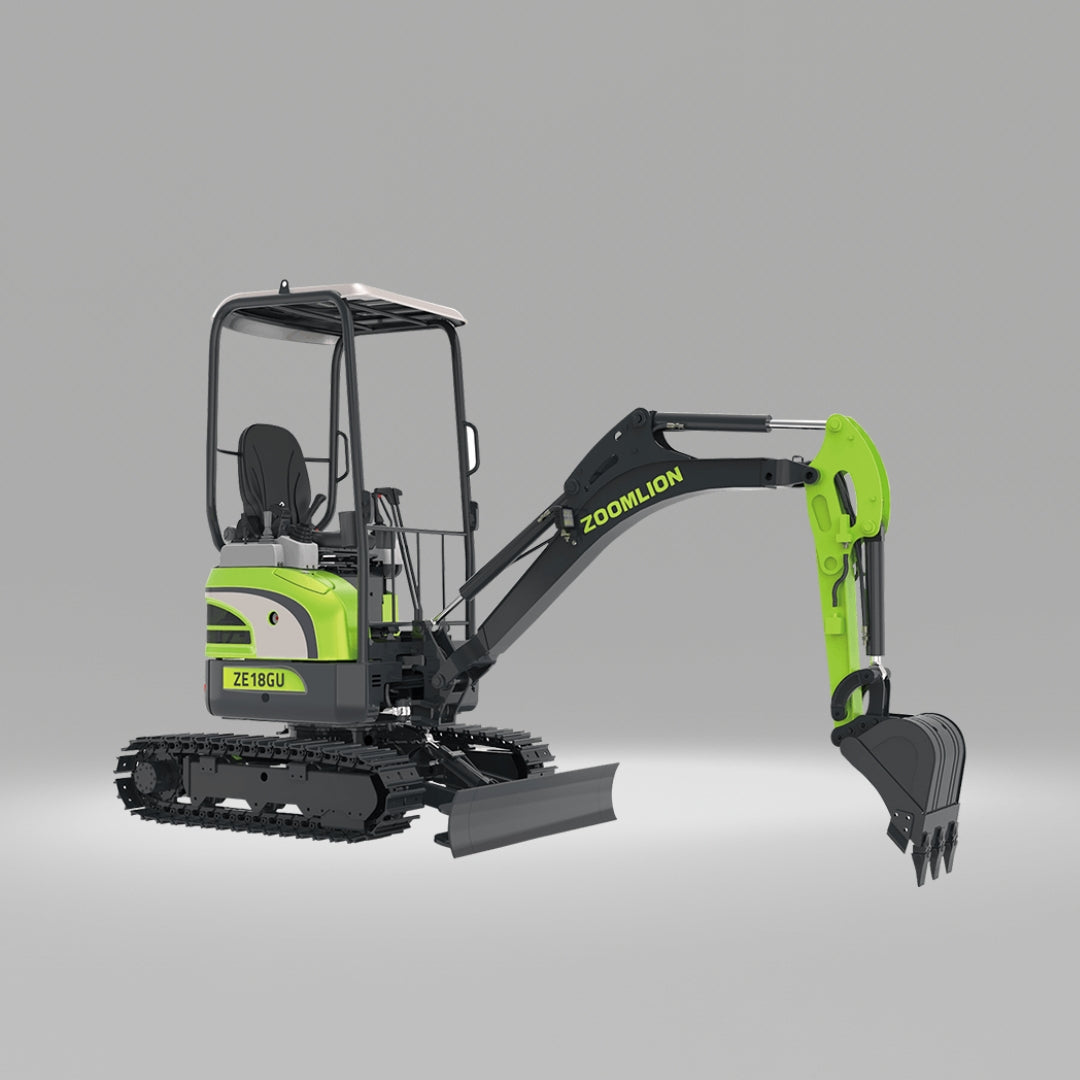 Miniexcavadora ZOOMLION ZE18GU (Canopy / Cab) Diésel Con Orugas De Caucho, Tipo Giro Cero