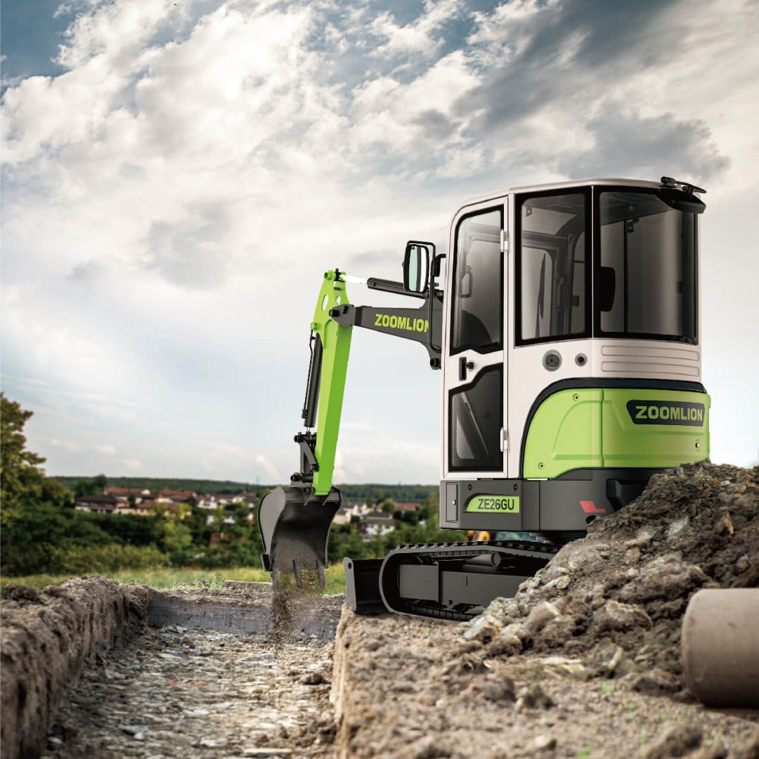 Miniexcavadora ZOOMLION ZE27GU (Canopy / Cab) Diésel Con Orugas De Caucho, Tipo Giro Cero